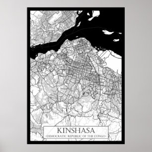 Affiche Carte de Kinshasa RD Congo