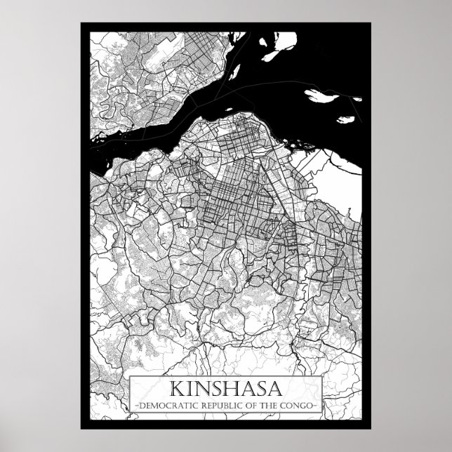 Affiche Carte de Kinshasa RD Congo (Devant)
