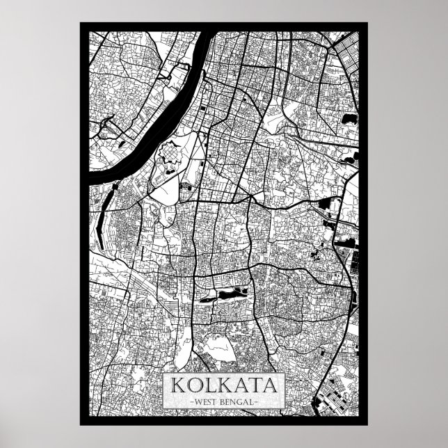 Affiche Carte de Kolkata Bengale occidental (Devant)