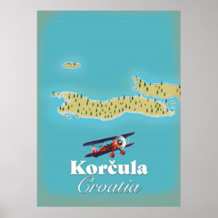 Affiche Carte de Korčula Croatie