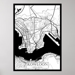 Affiche Carte de Kowloon Hong Kong
