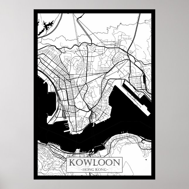 Affiche Carte de Kowloon Hong Kong (Devant)