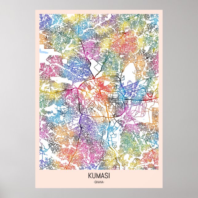 Affiche Carte de Kumasi Ghana (Devant)