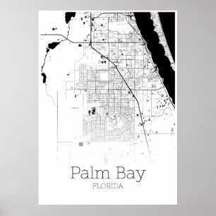 Affiche Carte de la baie de Palm - Floride - Carte de la v