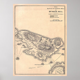 Affiche Carte de la bataille de Bunker Hill (1881)