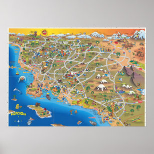 Affiche Carte de la Californie du Sud