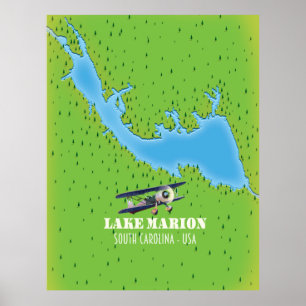 Affiche Carte de la Caroline du Sud du lac Marion