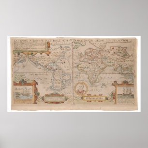 Affiche Carte de la circumnavigation de Drake du globe