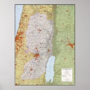Affiche Carte de la Cisjordanie et de leur voisinage (sept