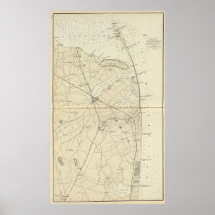 Affiche Carte de la côte de la rivière des requins de Sand