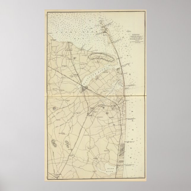 Affiche Carte de la côte de la rivière des requins de Sand (Devant)