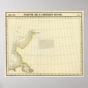 Affiche Carte de la côte de l'Alaska