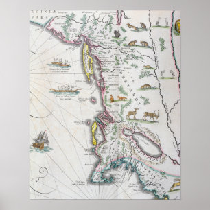 Affiche Carte de la côte Est