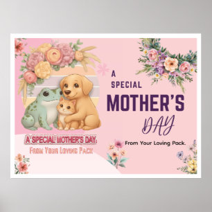 Affiche Carte de la fête des mères grenouille mignonne chi