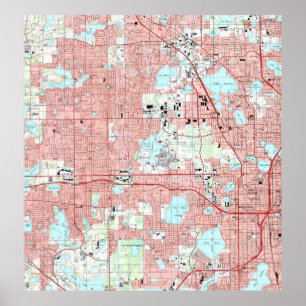 Affiche Carte de la Floride d'Orlando (1995)