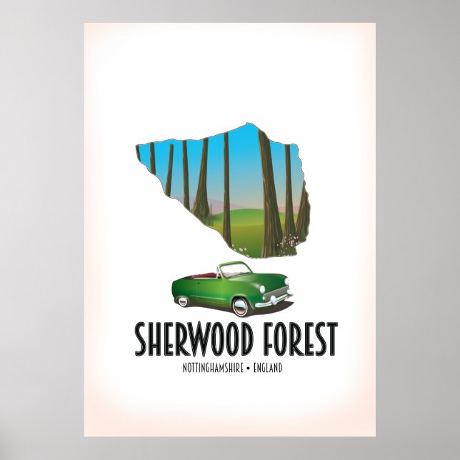 Affiche Carte de la forêt de Sherwood Nottinghamshire (Devant)