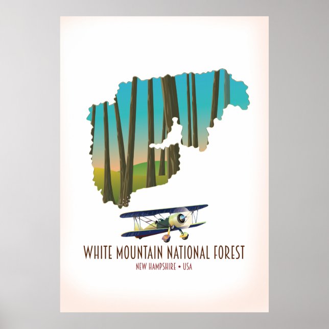 Affiche Carte de la forêt nationale des montagnes blanches (Devant)