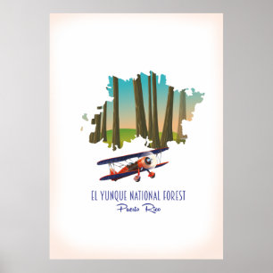 Affiche carte de la forêt nationale El Yunque de Porto Ric