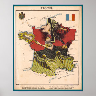 Affiche Carte de la France (1868)