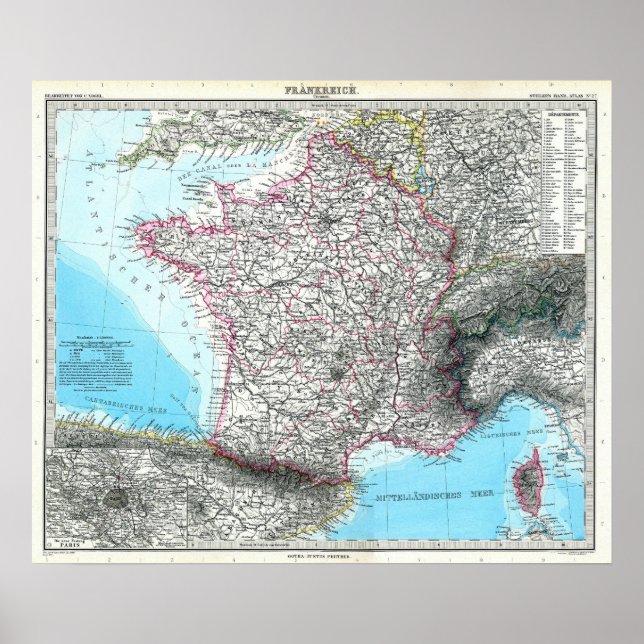 Affiche Carte de la France (1891) (Devant)