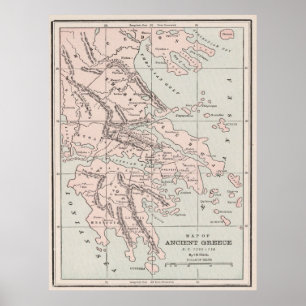 Affiche Carte de la Grèce antique (1901)