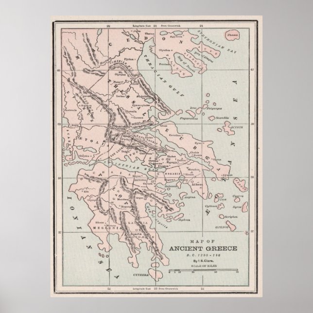 Affiche Carte de la Grèce antique (1901) (Devant)