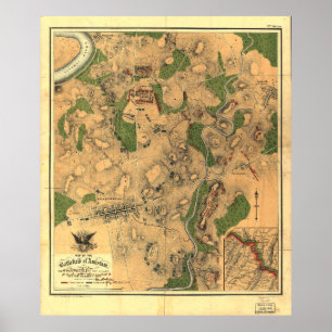 Affiche Carte de la guerre civile du champ de bataille d'A