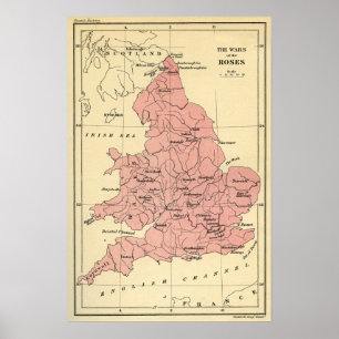 Affiche Carte de la guerre des Roses