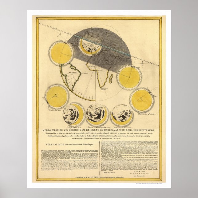 Affiche Carte de la Lune et une éclipse solaire par Panser (Devant)