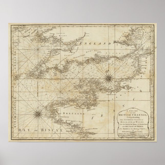 Affiche Carte de la Manche britannique (Devant)