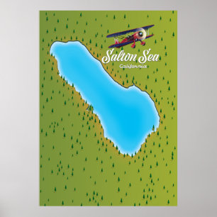 Affiche Carte de la mer de Salton Californie États-Unis