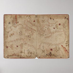 Affiche Carte de la mer Méditerranée