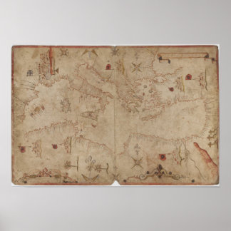 Affiche Carte de la mer Méditerranée