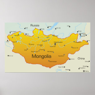 Affiche Carte de la Mongolie