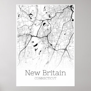 Affiche Carte de la Nouvelle-Bretagne - Connecticut - Affi