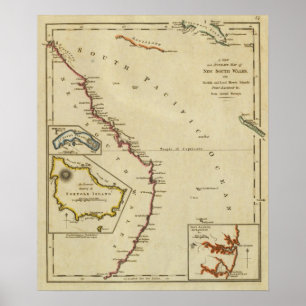 Affiche Carte de la Nouvelle-Galles du Sud