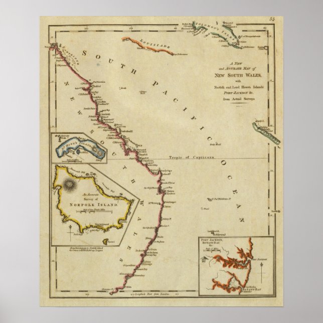 Affiche Carte de la Nouvelle-Galles du Sud (Devant)