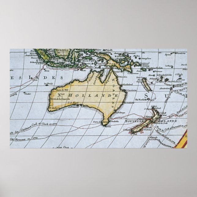 Affiche Carte de la Nouvelle-Hollande (Devant)