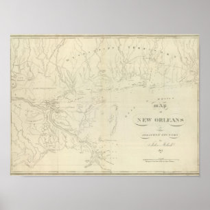 Affiche Carte de la Nouvelle-Orléans