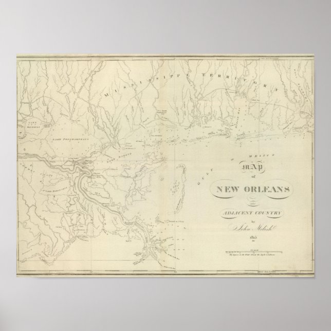 Affiche Carte de la Nouvelle-Orléans (Devant)