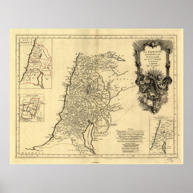 Affiche Carte de la Palestine, des tribus et de Jérusalem  (Devant)