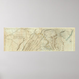 Affiche Carte de la partie la plus habitée de la Virginie,