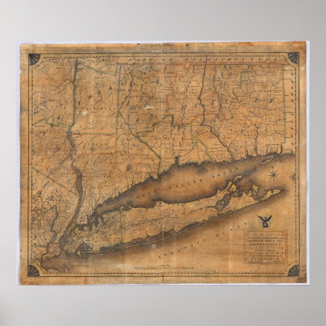 Affiche Carte de la partie sud de l'État de New York (Devant)