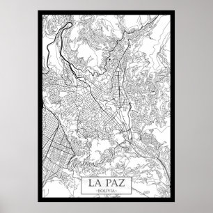 Affiche Carte de La Paz Bolivie