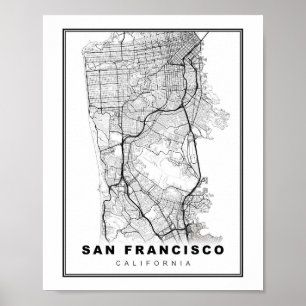 Affiche Carte de la péninsule de San Francisco
