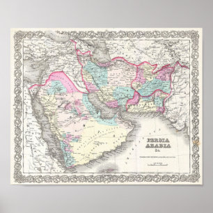 Affiche Carte de la Perse, de l'Afghanistan et de l'Arabie