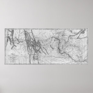Affiche Carte de la piste de Lewis et Clark[1814]