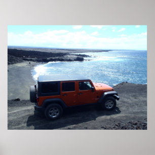 Affiche Carte de la plage pour l'aventure en jeep Road to