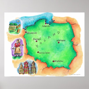 Affiche Carte de la Pologne
