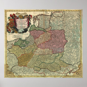 Affiche Carte de la Pologne 1739